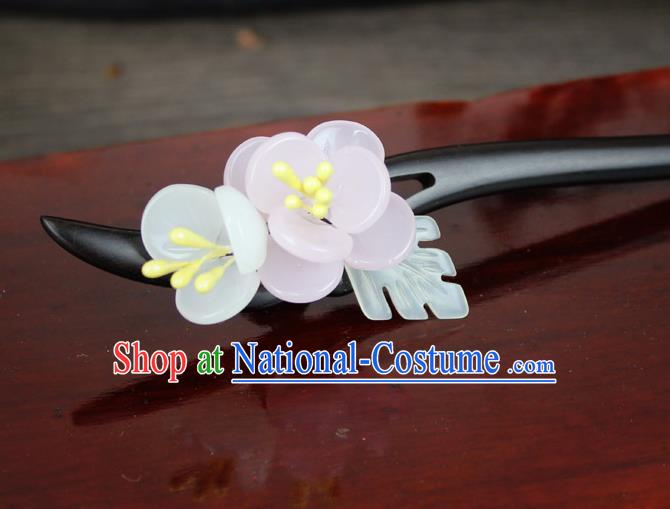 Chinese Ancient Handmade Hair Accessories Flowers Ebony Hairpins for Women