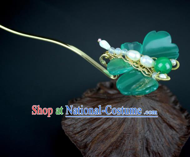 Chinese Ancient Handmade Hair Accessories Classical Hairpins Jade Butterfly Hair Clips for Women