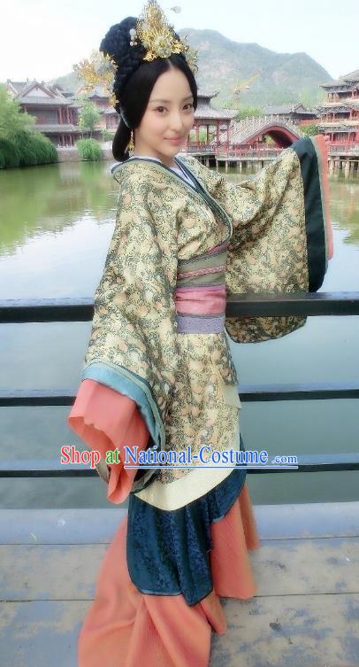 Chinese Han Dynasty Imperial Concubine Traditional Replica Costume Ancient Palace Lady Hanfu Dress for Women