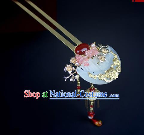 Chinese Ancient Handmade Hair Accessories Classical Hairpins Wedding Jade Hair Clip for Women