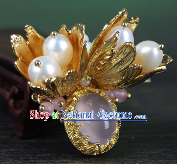 Chinese Ancient Handmade Hair Accessories Classical Hanfu Golden Hair Claw for Women