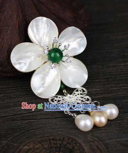 Chinese Ancient Handmade Accessories Pearls Tassel Brooch for Women