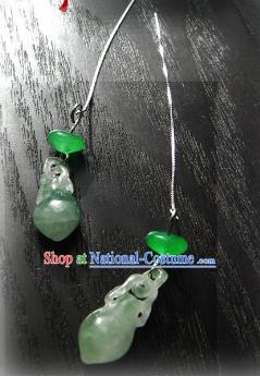 Chinese Ancient Handmade Accessories Tassel Jade Earrings for Women