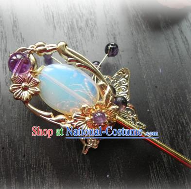 Chinese Handmade Ancient Opal Hairpins Hair Accessories Classical Hanfu Hair Clip for Women