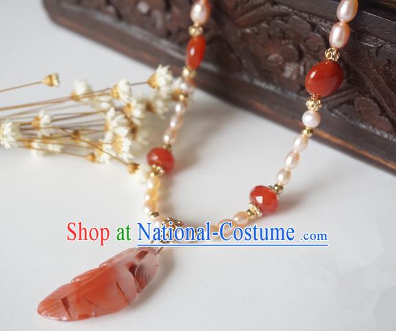 Chinese Handmade Ancient Jewelry Accessories Pearls Necklace Hanfu Jade Necklet for Women