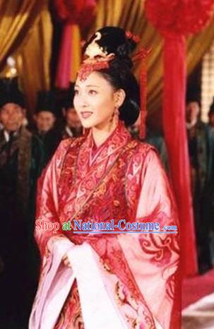 Chinese Ancient Han Dynasty Palace Lady Wang Zhaojun Wedding Hanfu Dress Replica Costume for Women