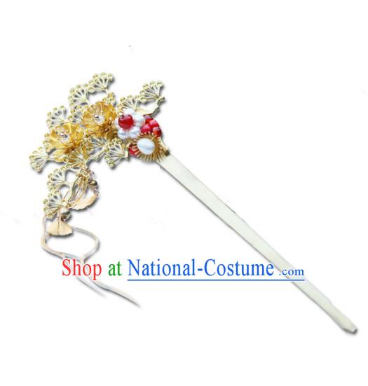 Chinese Ancient Hanfu Handmade Hairpins Golden Hair Clip Hair Accessories for Women