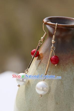 Ancient Chinese Handmade Hanfu Earrings Accessories Pearl Eardrop for Women