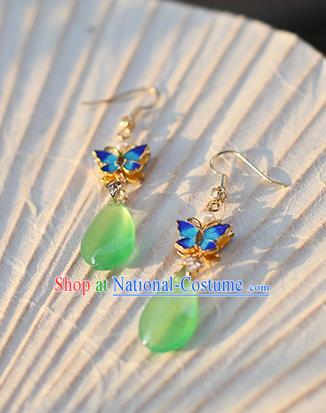 Ancient Chinese Handmade Hanfu Earrings Accessories Blueing Butterfly Eardrop for Women