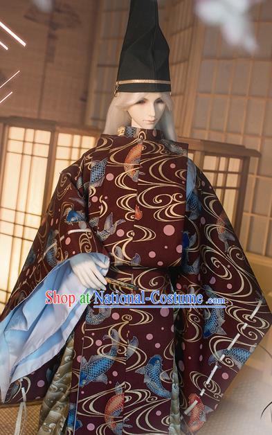 Traditional Asian Japan Costume Japanese Prince Kimono Yukata Haori Hakama Hunting Clothing for Men