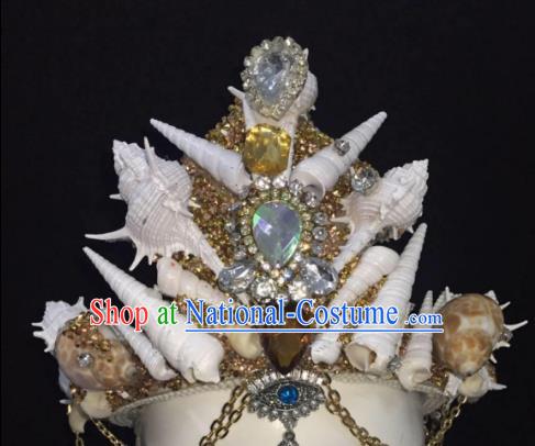 Top Grade Handmade Hair Accessories Shell Hair Crown Stage Performance Headdress for Women