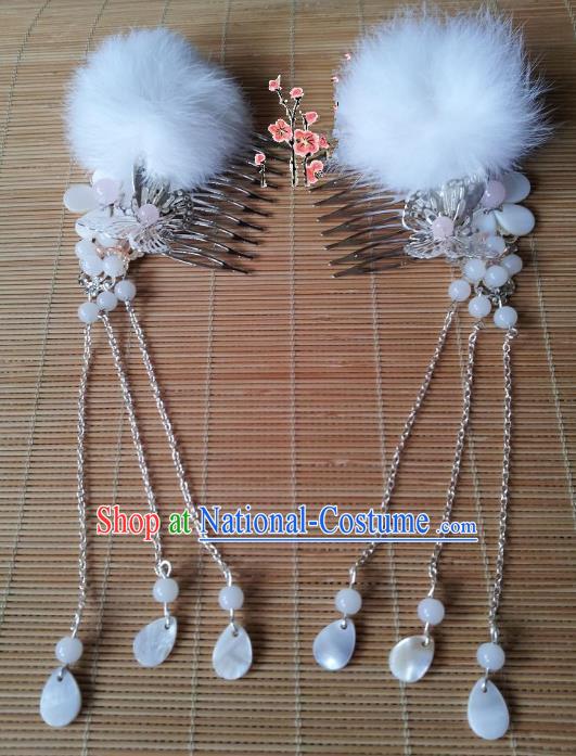 Traditional Chinese Ancient Hair Accessories Hairpins White Hair Combs for Women