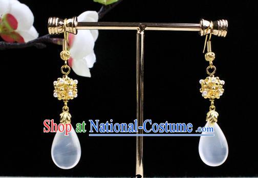 Chinese Handmade Classical Accessories Opal Earrings Hanfu Eardrop for Women