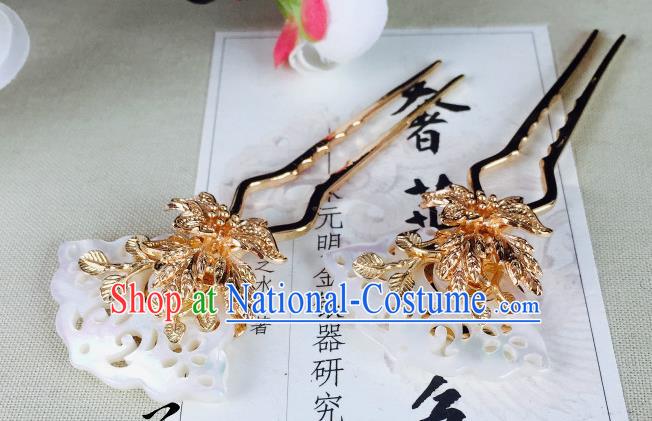 Chinese Handmade Classical Hair Accessories Wedding Shell Butterfly Hair Stick Hairpins for Women