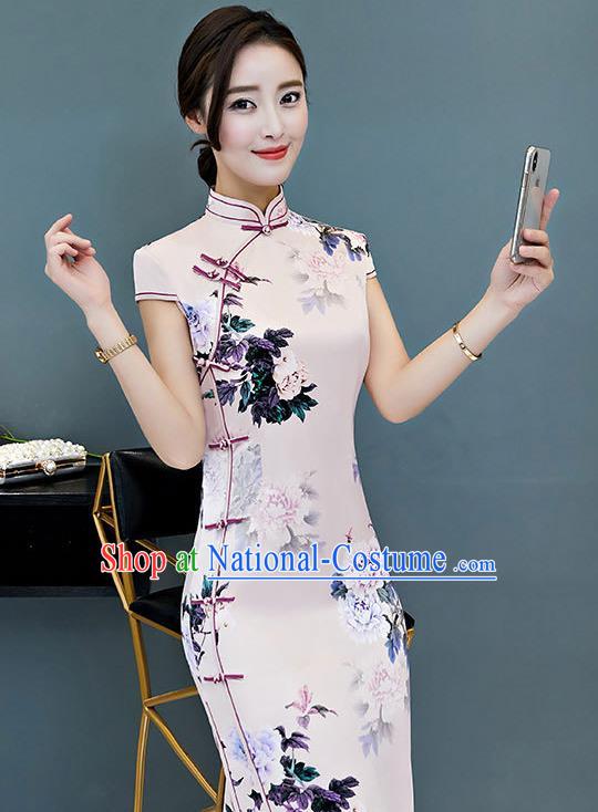 Traditional Ancient Chinese Young Women Cheongsam Dress Republic of China Tangsuit Stand Collar Blouse Dress Tang Suit Clothing