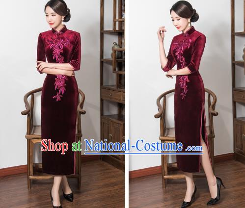 Traditional Ancient Chinese Young Women Cheongsam Dress Republic of China Tangsuit Stand Collar Blouse Dress Tang Suit Clothing