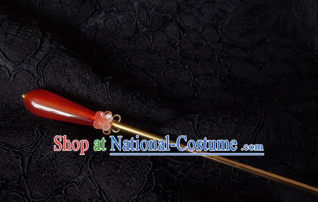 Traditional Chinese Ancient Hair Accessories Hair Clip Red Agate Hanfu Hairpins for Women