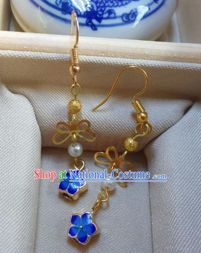 Traditional Chinese Ancient Jewelry Accessories Blueing Flowers Earrings Eardrop for Women