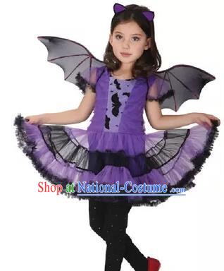 Children Halloween Dance Costume Cosplay Clothing Purple Dress for Kids