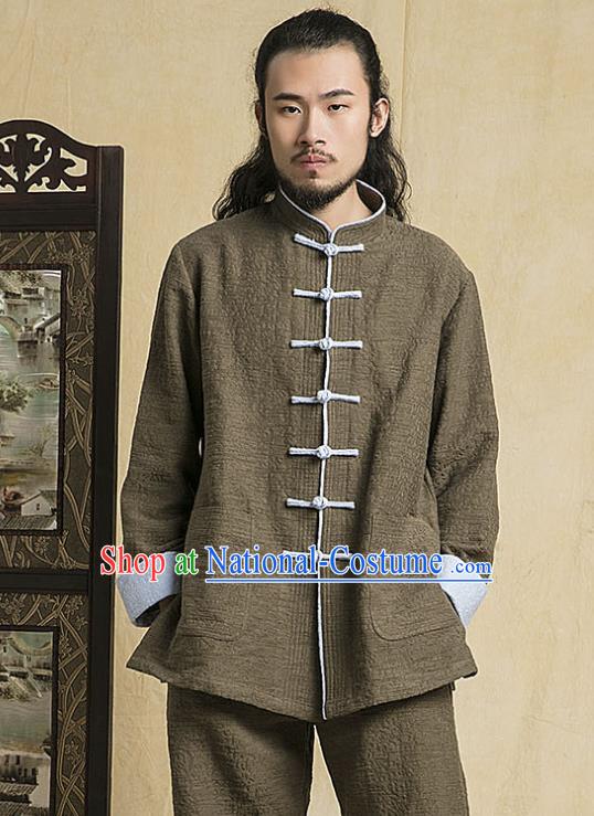 Top Grade Kung Fu Grey Costume Martial Arts Training Plated Buttons Gongfu Wushu Tang Suit Clothing for Men