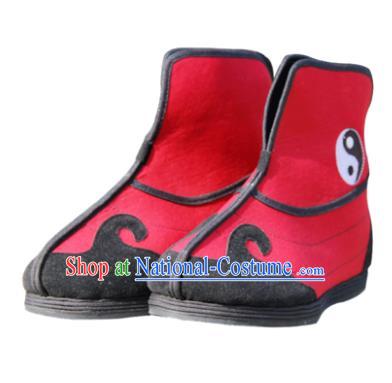 Chinese Traditional Handmade Tai Chi Cloth Shoes Red Boots Martial Arts Shoes Kung Fu Shoes for Men