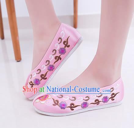 Chinese Traditional Handmade Embroidery Shoes Pink Embroidered Shoes for Women