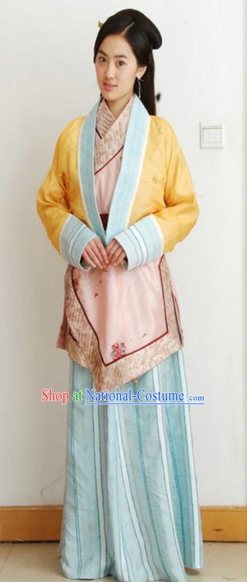 Chinese Ancient Qin Dynasty Young Lady Hanfu Dress Replica Costume for Women