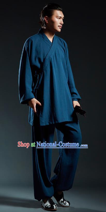 Top Grade Kung Fu Navy Costume Martial Arts Training Gongfu Wushu Tang Suit Clothing for Men