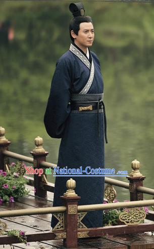 Traditional Chinese Han Dynasty Young General Li Gan Replica Costume for Men