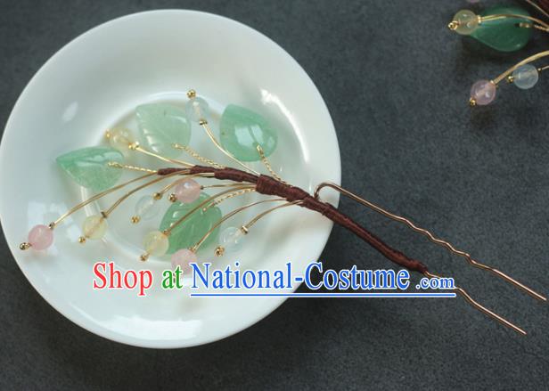 Traditional Chinese Ancient Handmade Leaf Hair Stick Classical Hair Accessories Hairpins for Women