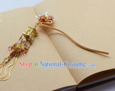 Traditional Chinese Ancient Golden Tassel Hair Clips Hair Accessories Handmade Hanfu Hairpins for Women