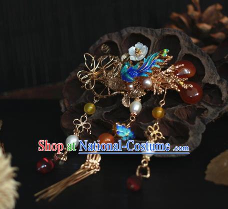 Traditional Chinese Ancient Blueing Hair Clips Hair Accessories Handmade Hanfu Hairpins for Women