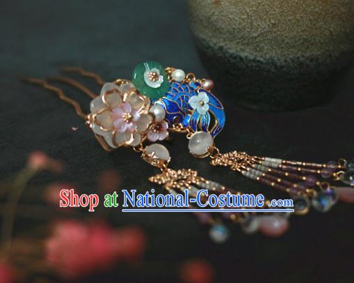 Traditional Chinese Ancient Blueing Lotus Hair Clips Hair Accessories Handmade Hanfu Hairpins for Women