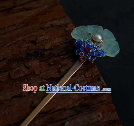 Traditional Chinese Ancient Blueing Lotus Hair Clips Hair Accessories Handmade Hanfu Hairpins for Women