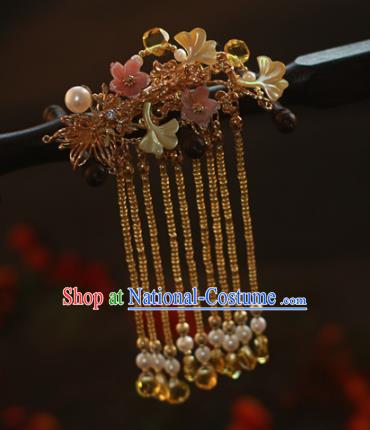 Traditional Chinese Ancient Golden Tassel Hair Claws Hair Accessories Handmade Hanfu Hairpins for Women