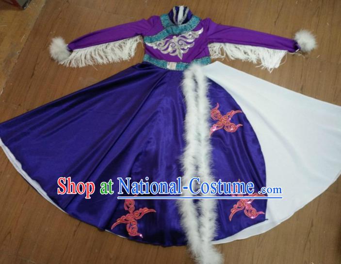 Traditional Chinese Mongolian Nationality Dance Costume, Folk Dance Yanko Swan Goose Dance Dress for Women