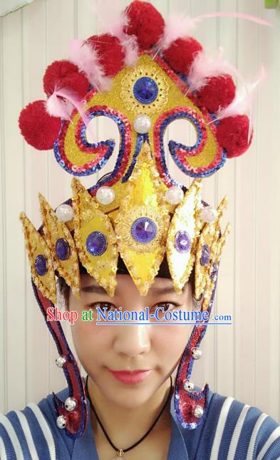 Chinese Classical Dance Hair Accessories Traditional Folk Dance Drum Dance Hats Headwear for Women