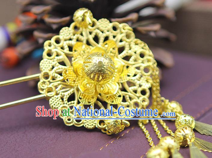 Chinese Ancient Hair Accessories Hanfu Golden Hairpins Hair Clip Traditional Palace Headwear for Women