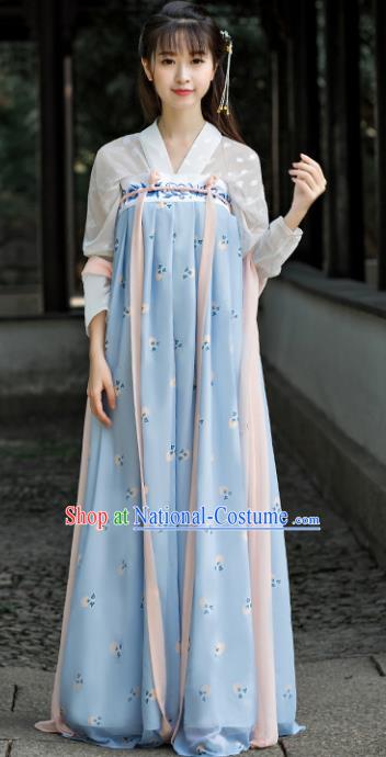 Traditional Chinese Ancient Court Lady Embroidered Costume Tang Dynasty Palace Princess Hanfu Dress for Women