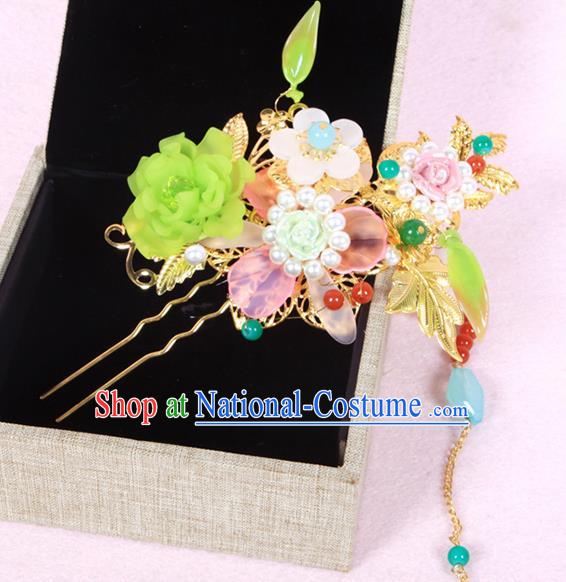 Chinese Ancient Hair Accessories Hanfu Hairpins Traditional Flowers Hair Clip Headwear for Women