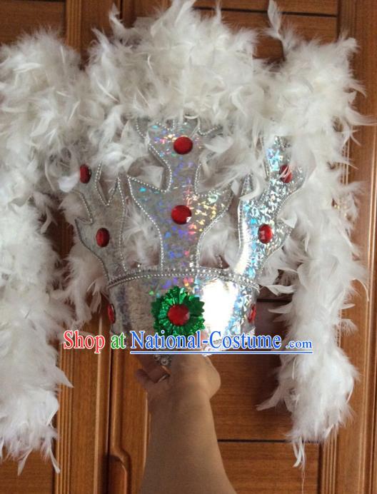 Traditional Samba Dance Hair Accessories Brazilian Carnival White Feather Headdress Headwear for Women