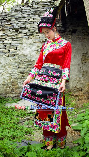 Traditional Chinese Miao Nationality Dance Clothing Hmong Ethnic Minority Costumes and Headwear