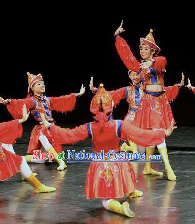 Chinese Traditional Folk Dance Costume Classical Dance Mongolian Dress, China Mongol Nationality Stage Performance Clothing for Women