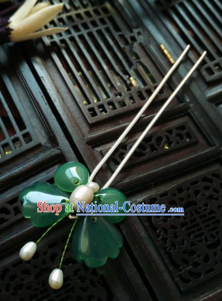 Chinese Traditional Ancient Hair Accessories Classical Jade Butterfly Hanfu Hairpins for Women