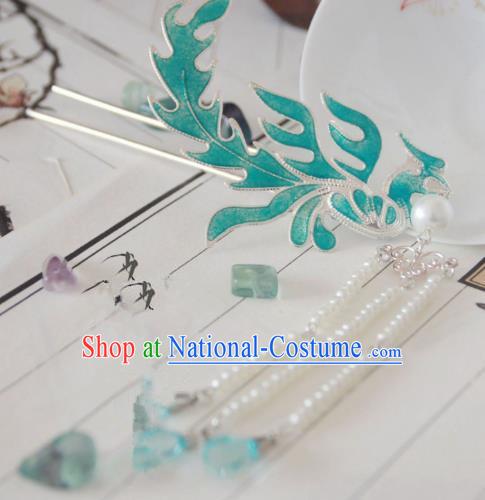 Chinese Traditional Ancient Hair Accessories Classical Beads Tassel Phoenix Hanfu Hairpins for Women