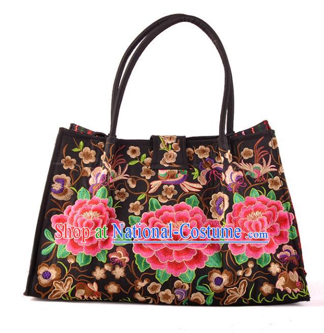 Chinese Traditional Embroidery Craft Embroidered Peony Bags Handmade Handbag for Women