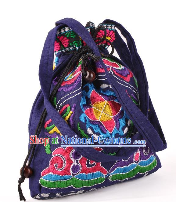 Chinese Traditional Embroidery Craft Embroidered Purple Pocket Bags Handmade Handbag for Women