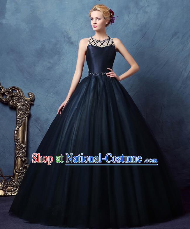 Top Grade Advanced Customization Navy Bubble Dress Wedding Dress Compere Bridal Full Dress for Women