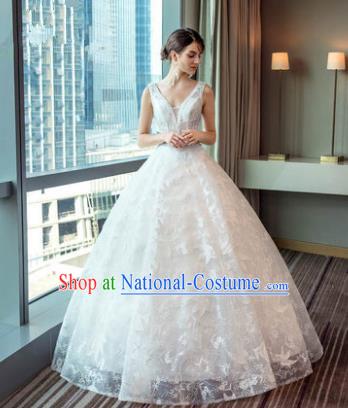 Top Grade Advanced Customization White Lace Veil Evening Dress Wedding Dress Compere Bridal Full Dress for Women