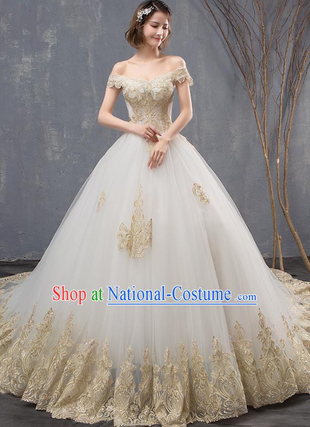 Top Grade Advanced Customization Flat Shouders Evening Dress Mullet Wedding Dress Compere Bridal Full Dress for Women